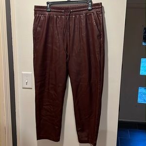LOFT faux leather straight leg cropped pant
